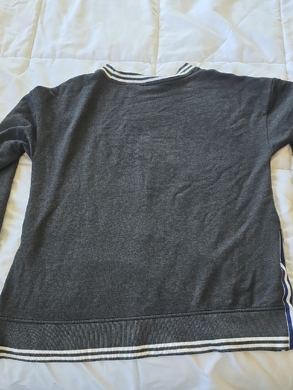 Vineyard Vines Charcoal Crewneck Sweater with Striped Trim - Picture 4 of 6